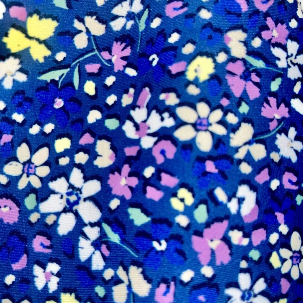 Old Navy Blue and Purple Floral Tank and Leggings Active Set EUC